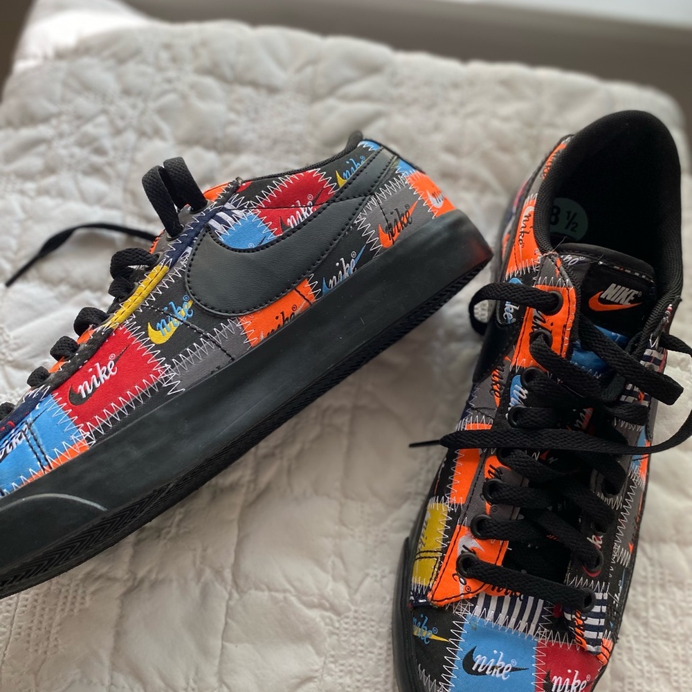 Nike Patchwork Low-Top Sneakers in Black, Red, Blue, Orange, Yellow, Cream - Picture 7 of 10